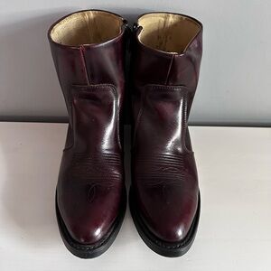 DURANGO - Men’s, Cowboy Boots, Cherry, Leather, Ankle, Size 8, TR825, Short, Zip